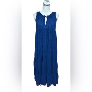 9Seed Lighthouse Beach Sleeveless Tier Maxi Dress blue
